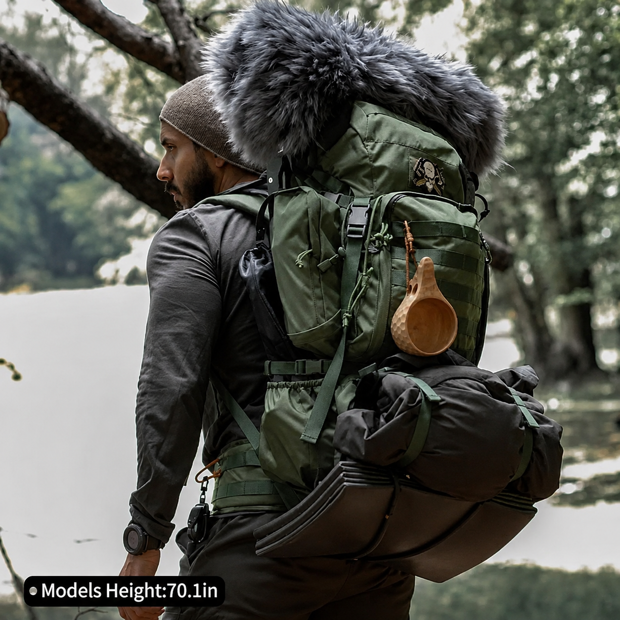 60L Hiking Backpack & Tactical Rucksack with MOLLE System, Internal Frame & Rain Cover for Camping, Hunting, Trekking, Backpacking & Survival — Large Military-Style Camping Backpack with Sleeping Bag Compartment