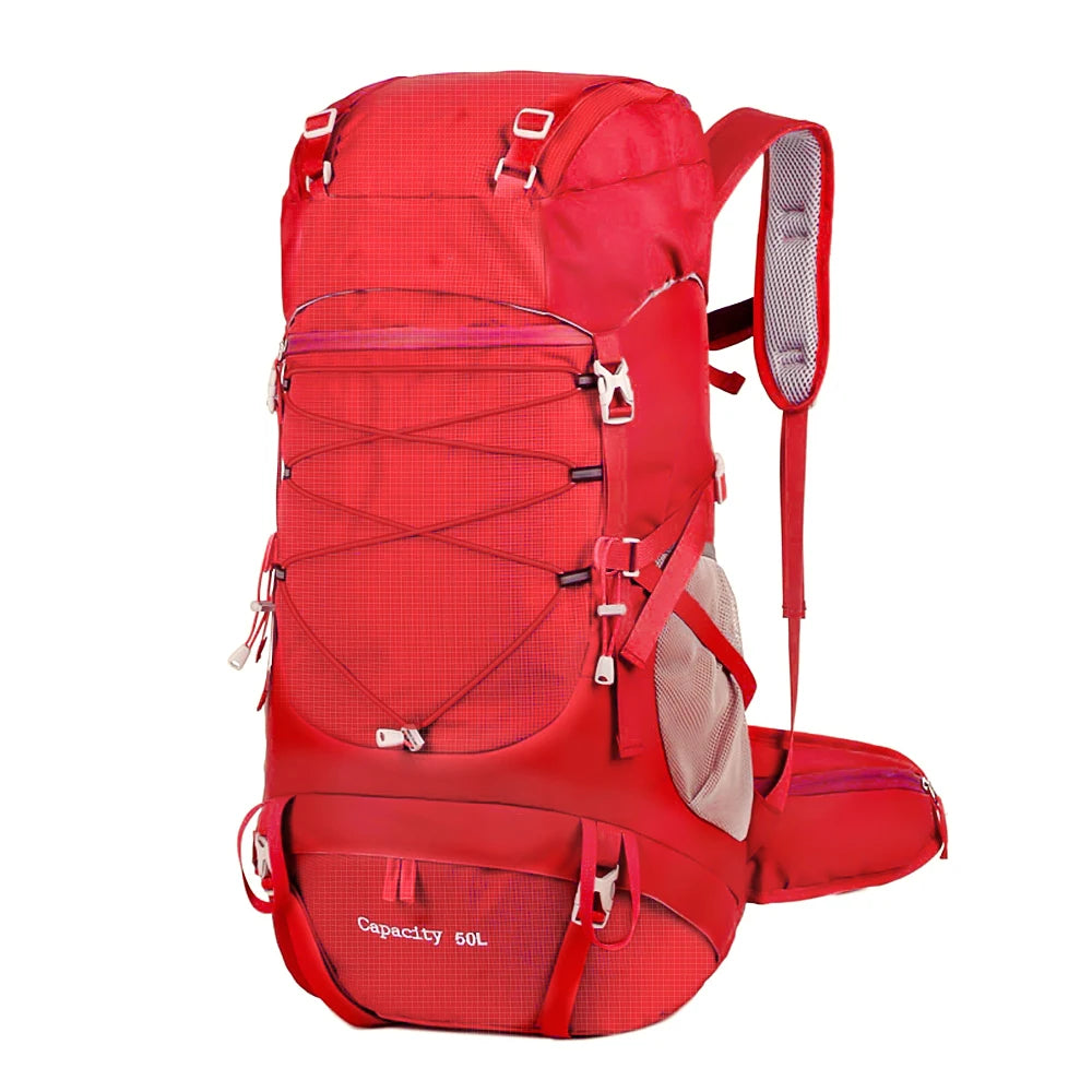 50L Travel Backpack & Hiking Rucksack with Rain Cover for Men & Women, Multifunctional Camping & Mountaineering Bag for Trekking, Hunting, Bug Out & Outdoor Adventures