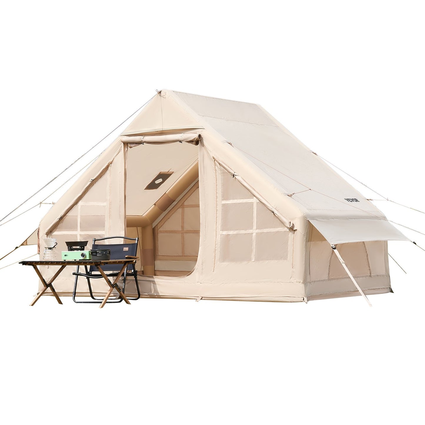 Inflatable Camping Tent with Pump, 3–5 Person Easy Setup Glamping Tent, 65 sq. ft., PU3000 Waterproof for Family Camping & Festivals