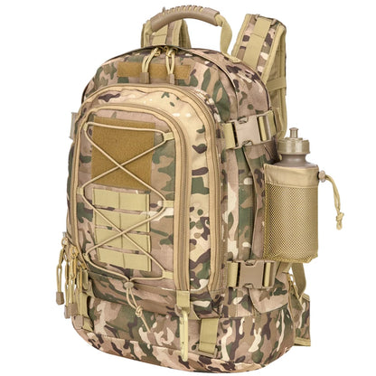 60L Expandable Tactical Hiking Backpack & Military Rucksack with MOLLE System, Waistbelt & Carabiner Hook for Camping, Hunting, Bug Out, Travel & Backpacking