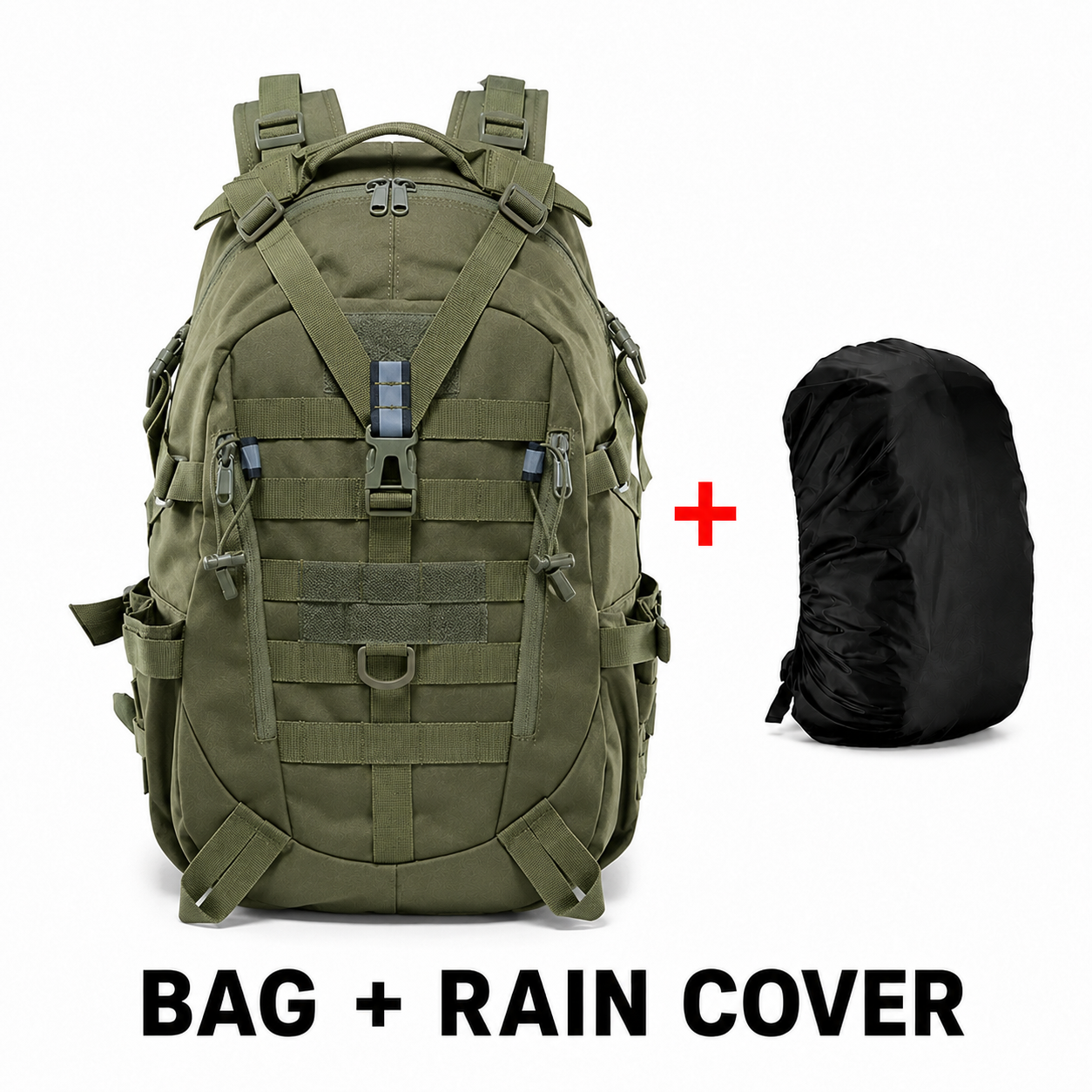 Tactical Laptop Backpack & Travel Hiking Rucksack for Men & Women, MOLLE Daypack with Reflective Strip for Camping, Hunting, Fishing, Bug Out, Climbing & Outdoor Adventures