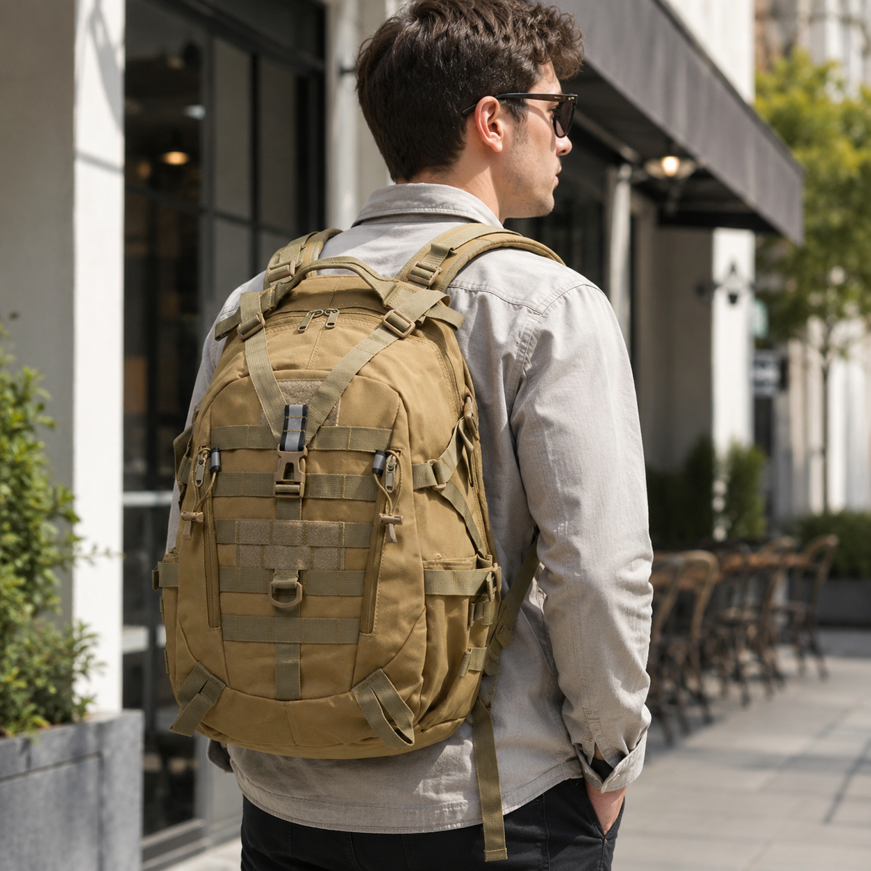 Tactical Laptop Backpack & Travel Hiking Rucksack for Men & Women, MOLLE Daypack with Reflective Strip for Camping, Hunting, Fishing, Bug Out, Climbing & Outdoor Adventures