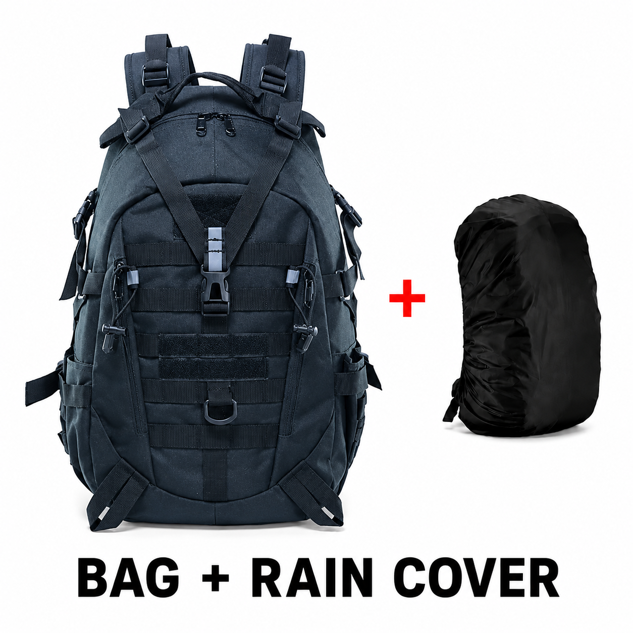 Tactical Laptop Backpack & Travel Hiking Rucksack for Men & Women, MOLLE Daypack with Reflective Strip for Camping, Hunting, Fishing, Bug Out, Climbing & Outdoor Adventures