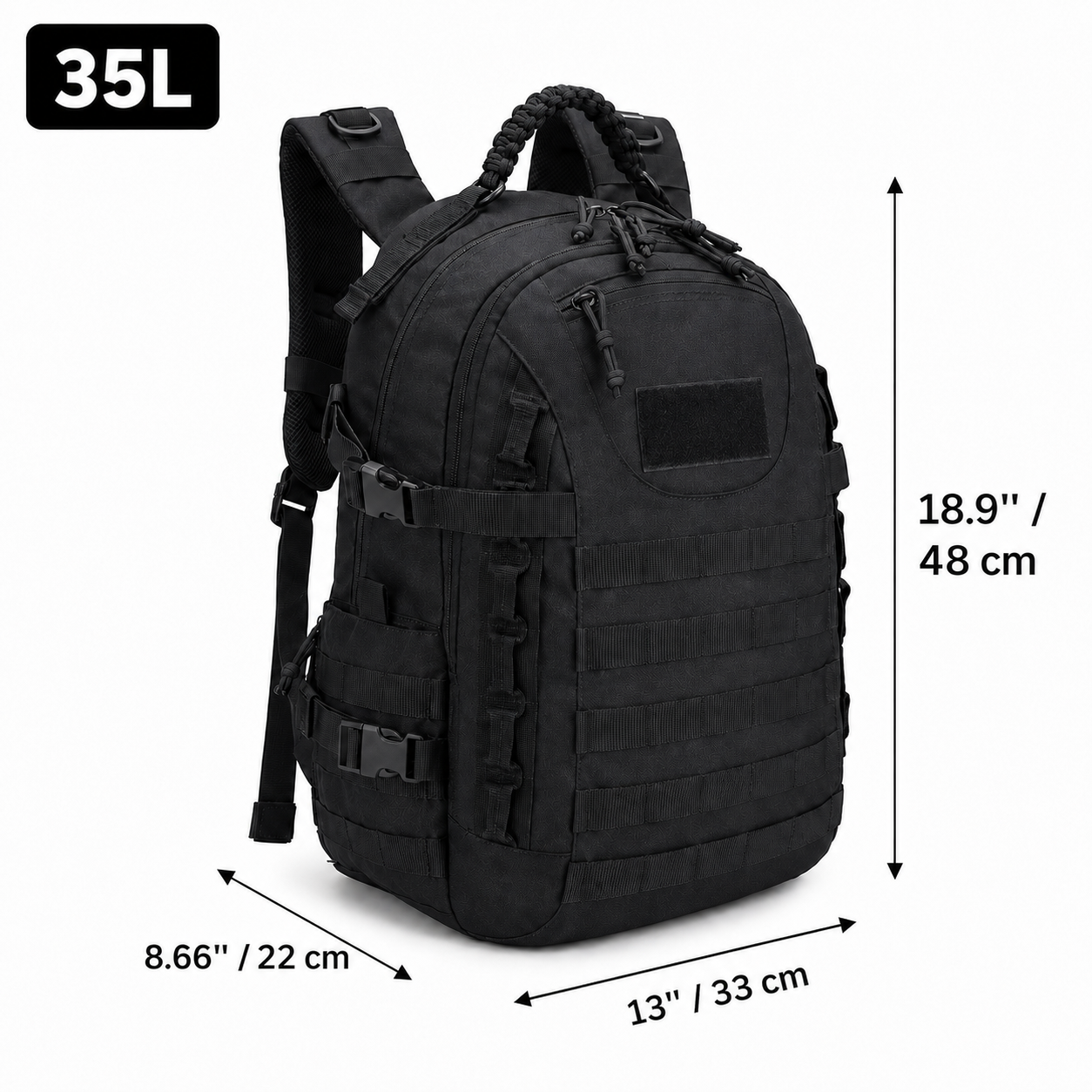 35L Tactical Bug Out Bag & Go Bag, Military-Style Hiking Backpack & Survival Daypack for Men & Women — Large Capacity Army Assault Pack for Camping, Hunting, Trekking & Emergency Preparedness