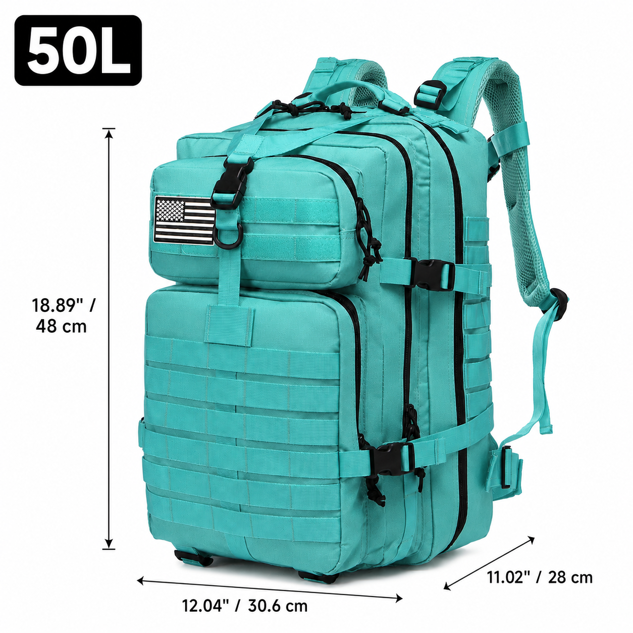 50L Tactical Hiking Backpack & Gym Rucksack with Hydration Bladder Compatibility, 1000D Nylon for Rucking, CrossFit, Hyrox, Camping, Hunting & Fishing — Water-Resistant Outdoor Pack with Laptop Compartment