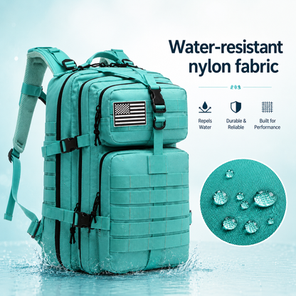 50L Tactical Hiking Backpack & Gym Rucksack with Hydration Bladder Compatibility, 1000D Nylon for Rucking, CrossFit, Hyrox, Camping, Hunting & Fishing — Water-Resistant Outdoor Pack with Laptop Compartment