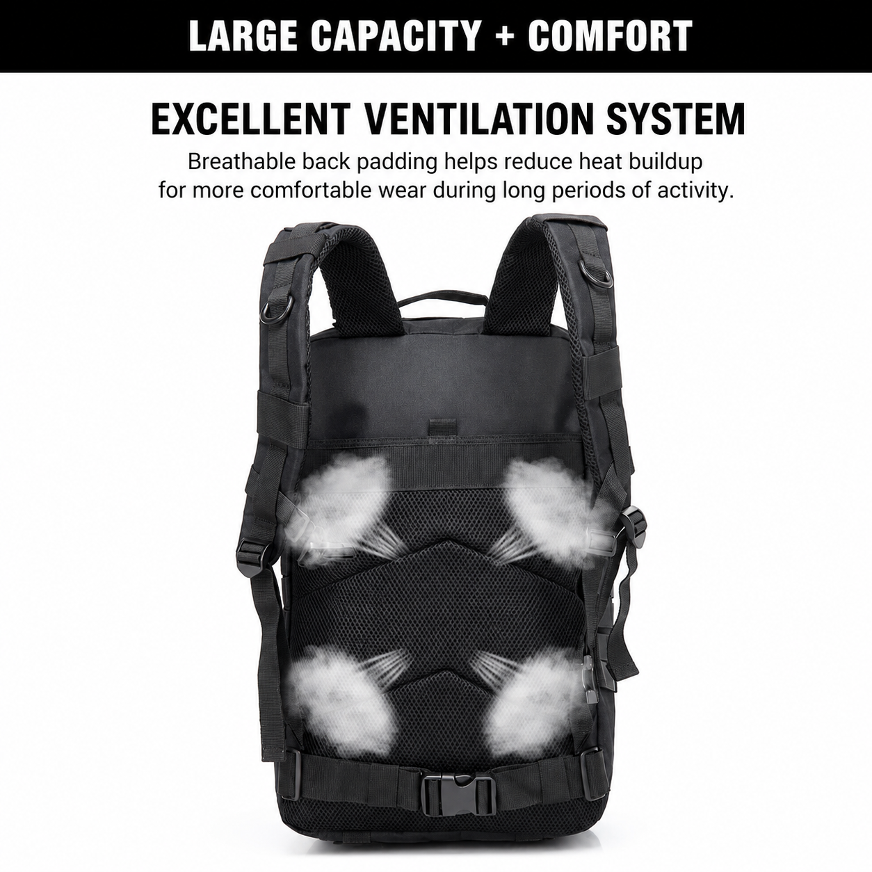 50L Tactical Backpack & Military Assault Pack — MOLLE Hiking Backpack & Laptop Bag for Bug Out, Hunting, Camping & Everyday Carry