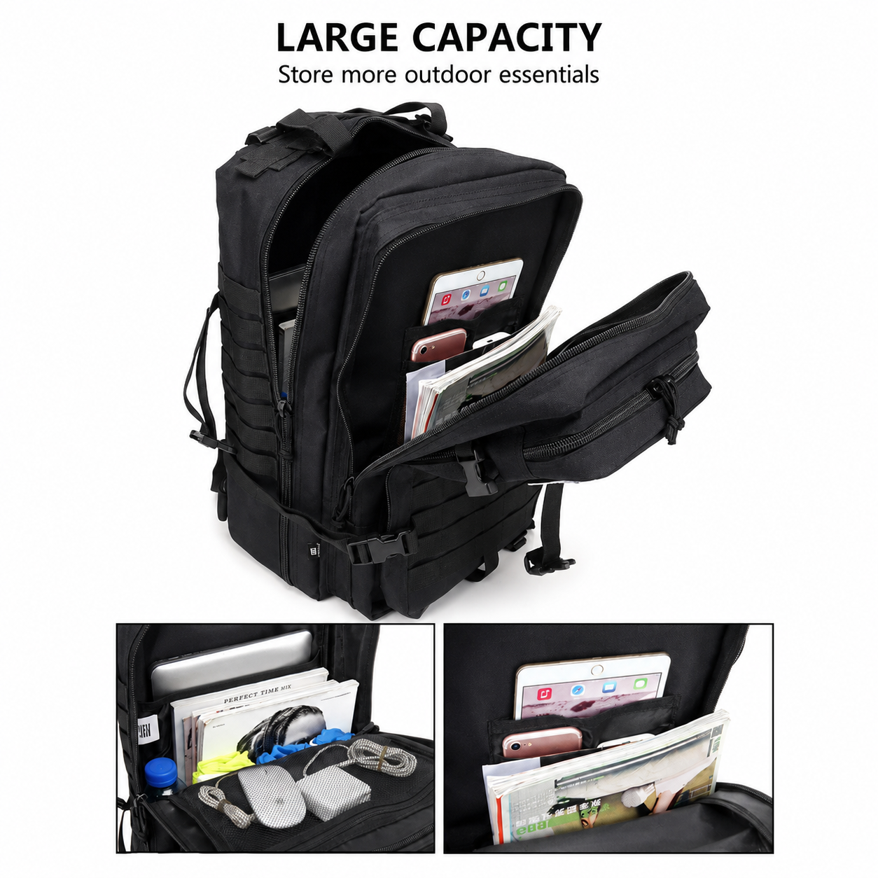 50L Tactical Backpack & Military Assault Pack — MOLLE Hiking Backpack & Laptop Bag for Bug Out, Hunting, Camping & Everyday Carry