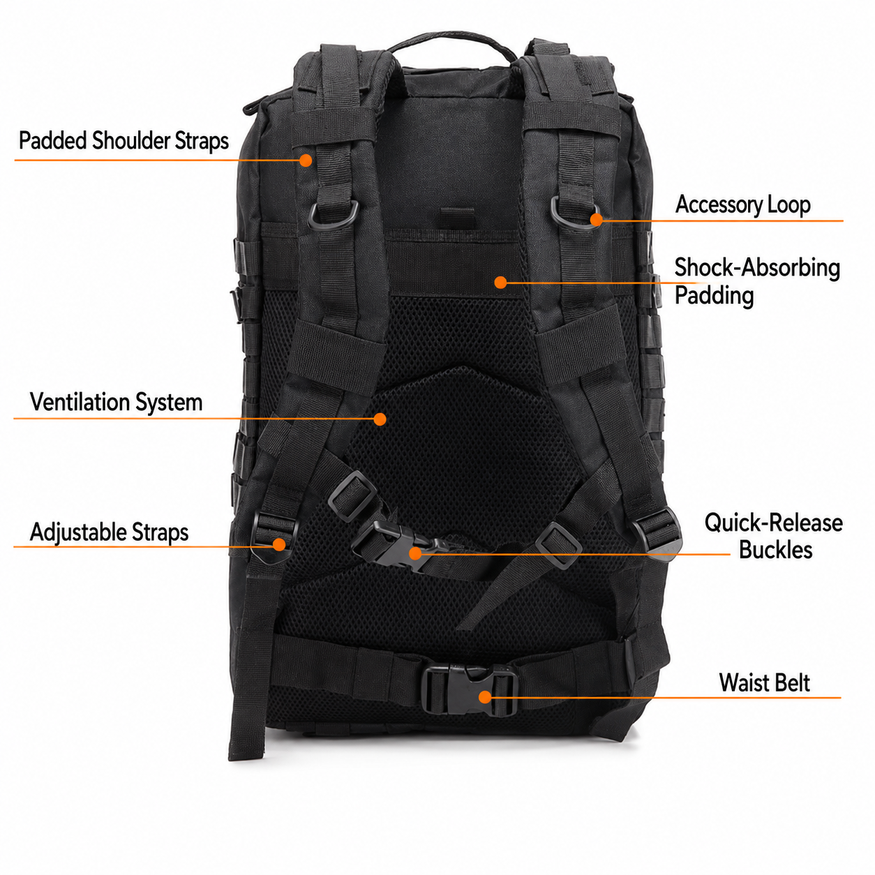 50L Tactical Backpack & Military Assault Pack — MOLLE Hiking Backpack & Laptop Bag for Bug Out, Hunting, Camping & Everyday Carry