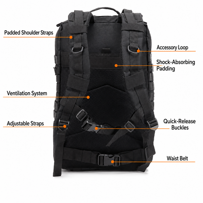 50L Tactical Backpack & Military Assault Pack — MOLLE Hiking Backpack & Laptop Bag for Bug Out, Hunting, Camping & Everyday Carry