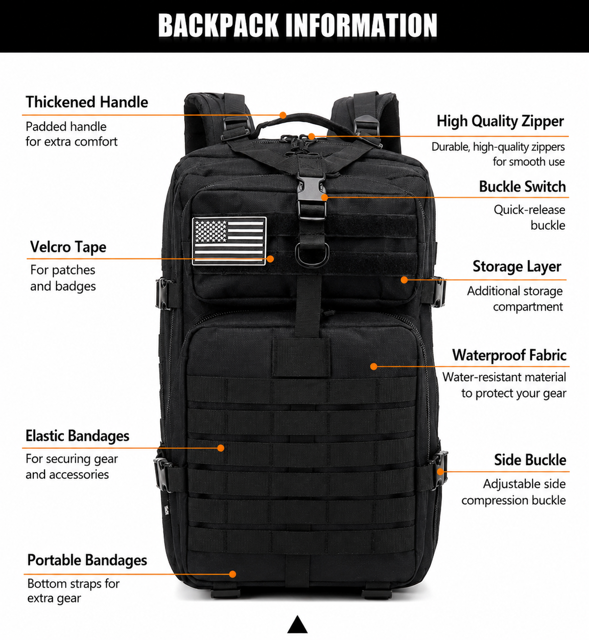 50L Tactical Backpack & Military Assault Pack — MOLLE Hiking Backpack & Laptop Bag for Bug Out, Hunting, Camping & Everyday Carry