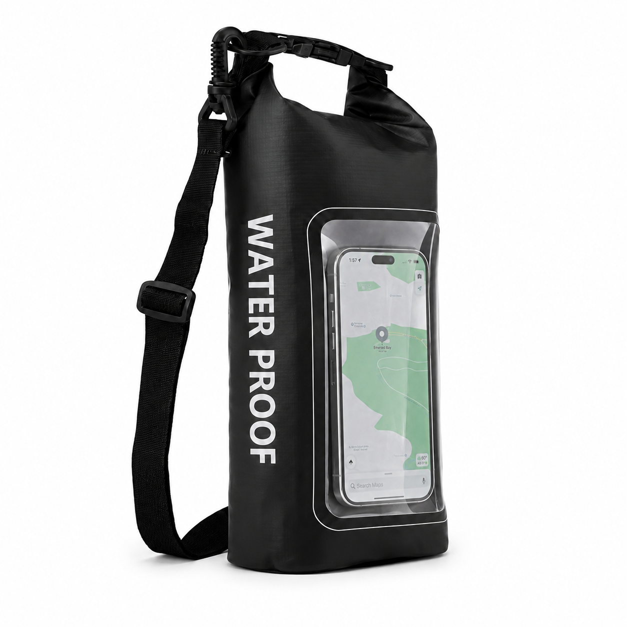 Waterproof Dry Bag, Waterproof Phone Pouch, Waterproof Phone Case & Beach Bag with Phone Window — IPX6 Roll-Top Dry Sack, Waterproof Sling Bag & Shoulder Bag for Kayaking, Boating, Rafting, Swimming & Travel, 2L