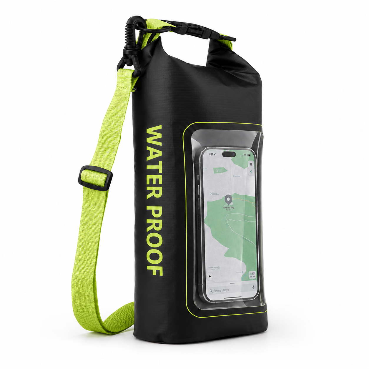 Waterproof Dry Bag, Waterproof Phone Pouch, Waterproof Phone Case & Beach Bag with Phone Window — IPX6 Roll-Top Dry Sack, Waterproof Sling Bag & Shoulder Bag for Kayaking, Boating, Rafting, Swimming & Travel, 2L