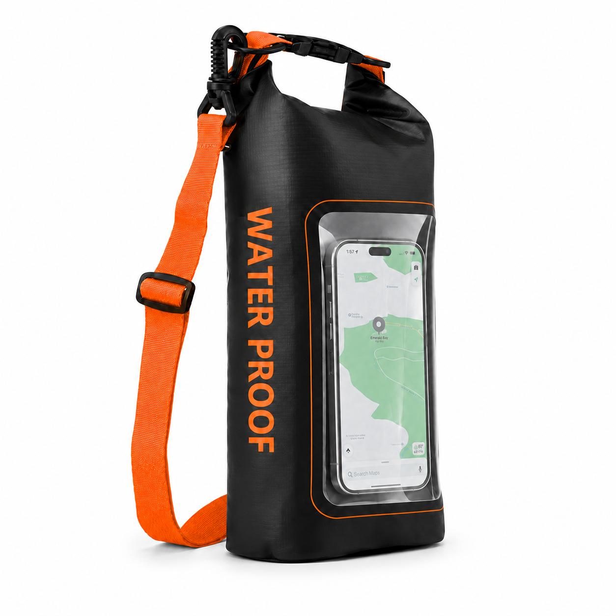 Waterproof Dry Bag, Waterproof Phone Pouch, Waterproof Phone Case & Beach Bag with Phone Window — IPX6 Roll-Top Dry Sack, Waterproof Sling Bag & Shoulder Bag for Kayaking, Boating, Rafting, Swimming & Travel, 2L