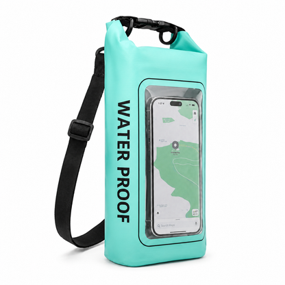 Waterproof Dry Bag, Waterproof Phone Pouch, Waterproof Phone Case & Beach Bag with Phone Window — IPX6 Roll-Top Dry Sack, Waterproof Sling Bag & Shoulder Bag for Kayaking, Boating, Rafting, Swimming & Travel, 2L