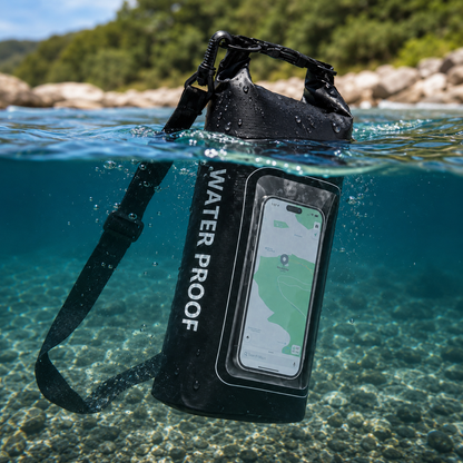 Waterproof Dry Bag, Waterproof Phone Pouch, Waterproof Phone Case & Beach Bag with Phone Window — IPX6 Roll-Top Dry Sack, Waterproof Sling Bag & Shoulder Bag for Kayaking, Boating, Rafting, Swimming & Travel, 2L