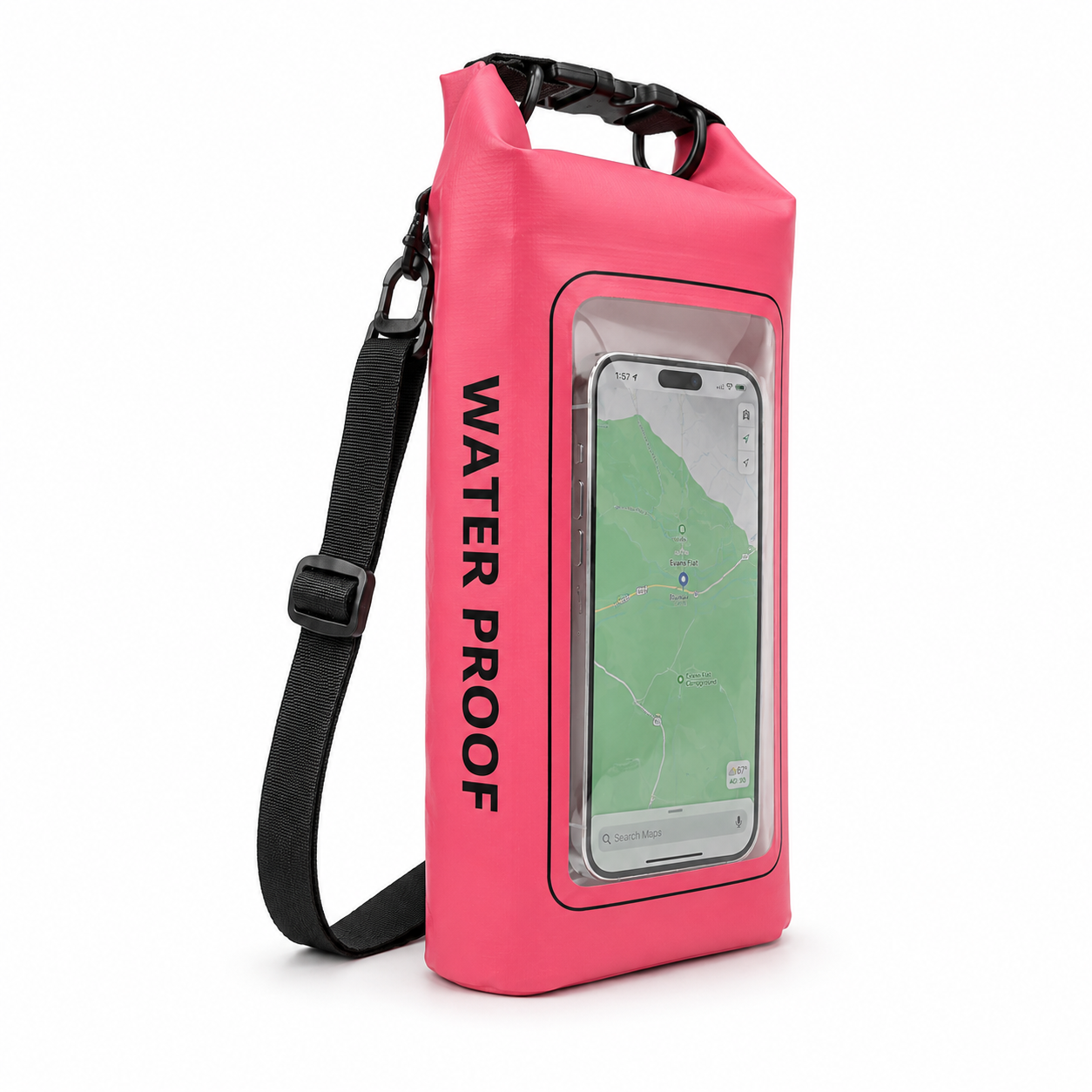 Waterproof Dry Bag, Waterproof Phone Pouch, Waterproof Phone Case & Beach Bag with Phone Window — IPX6 Roll-Top Dry Sack, Waterproof Sling Bag & Shoulder Bag for Kayaking, Boating, Rafting, Swimming & Travel, 2L