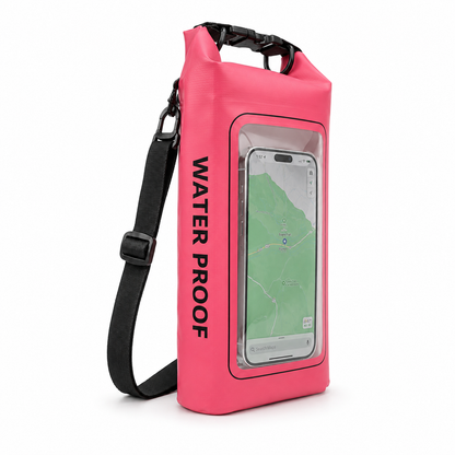Waterproof Dry Bag, Waterproof Phone Pouch, Waterproof Phone Case & Beach Bag with Phone Window — IPX6 Roll-Top Dry Sack, Waterproof Sling Bag & Shoulder Bag for Kayaking, Boating, Rafting, Swimming & Travel, 2L