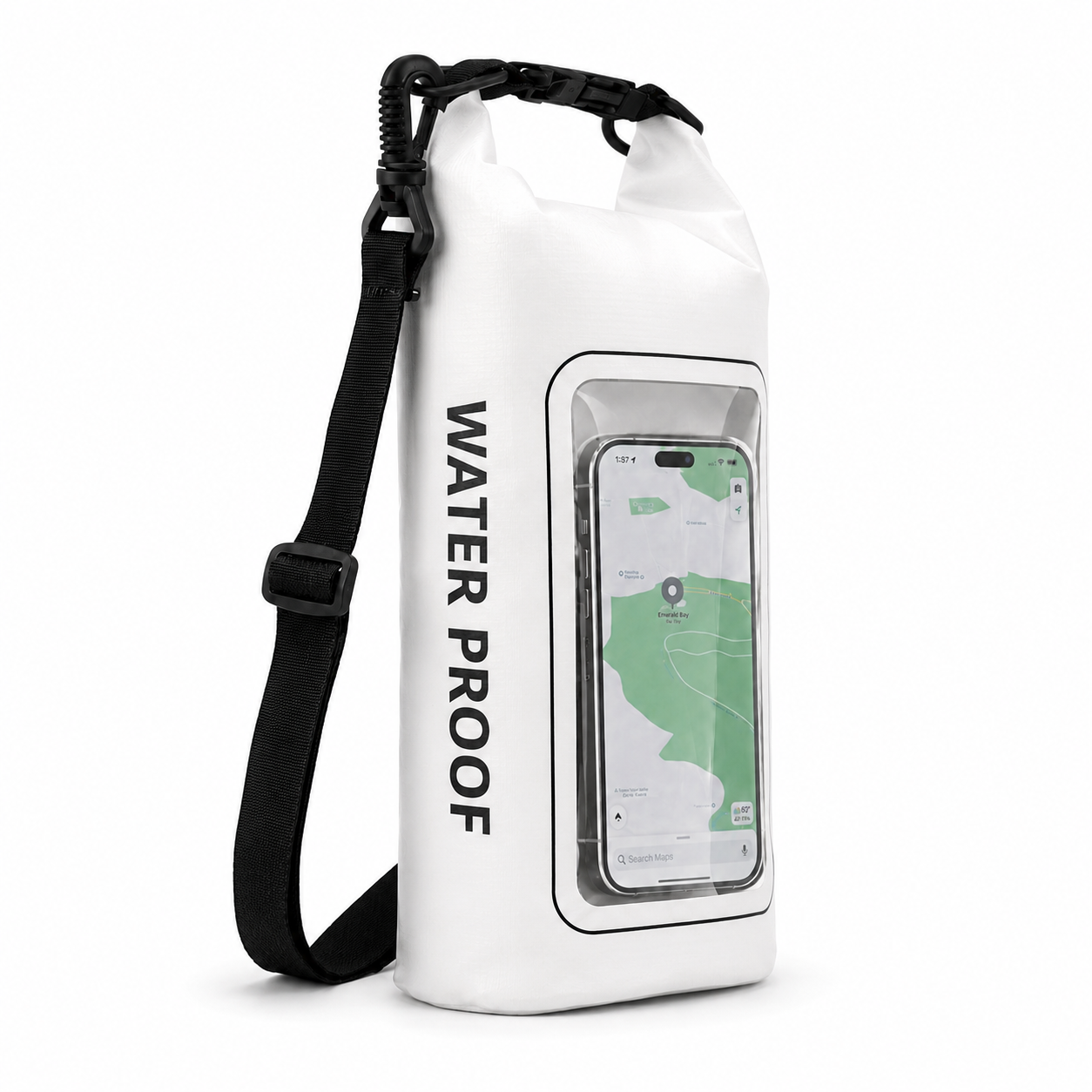 Waterproof Dry Bag, Waterproof Phone Pouch, Waterproof Phone Case & Beach Bag with Phone Window — IPX6 Roll-Top Dry Sack, Waterproof Sling Bag & Shoulder Bag for Kayaking, Boating, Rafting, Swimming & Travel, 2L