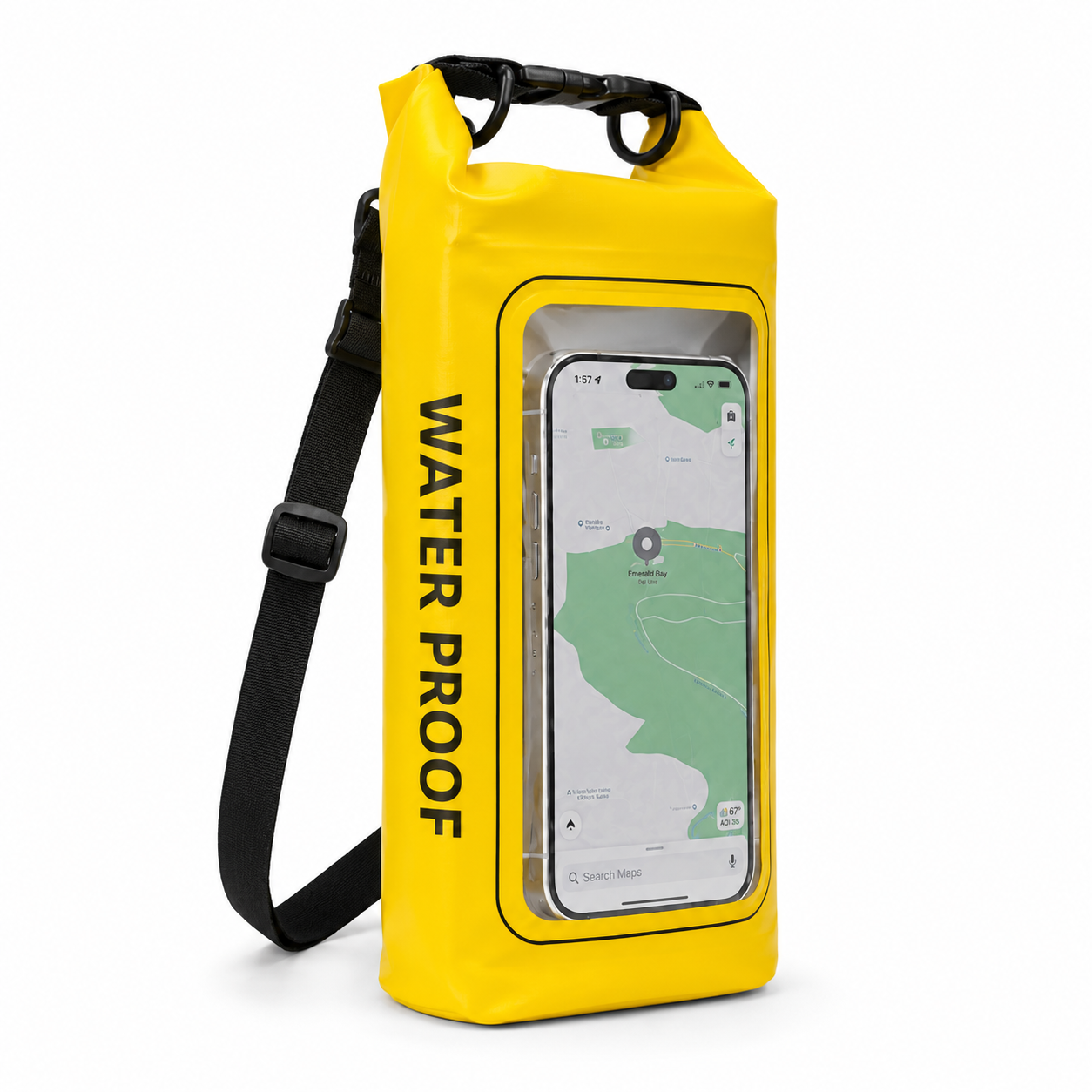 Waterproof Dry Bag, Waterproof Phone Pouch, Waterproof Phone Case & Beach Bag with Phone Window — IPX6 Roll-Top Dry Sack, Waterproof Sling Bag & Shoulder Bag for Kayaking, Boating, Rafting, Swimming & Travel, 2L