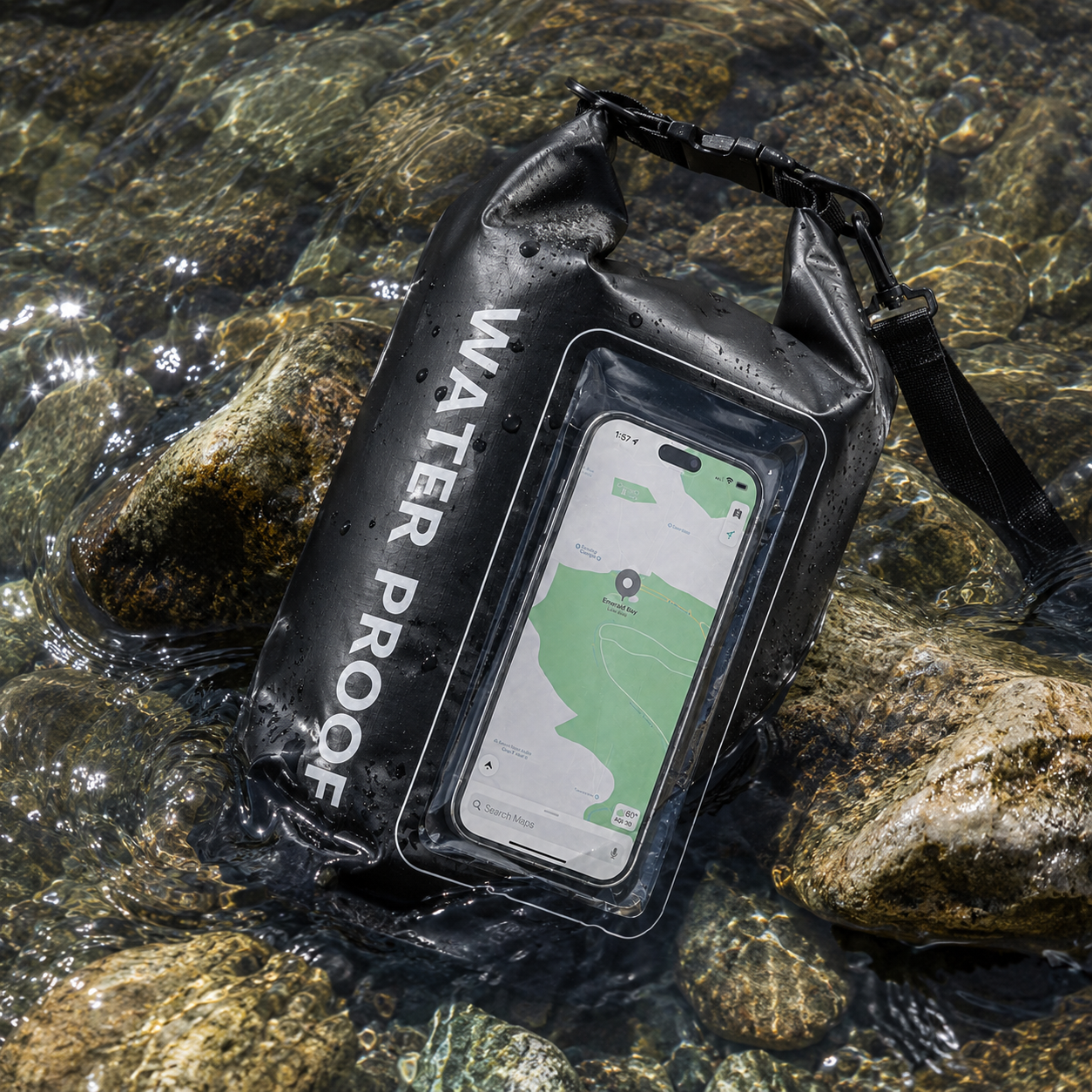 Waterproof Dry Bag, Waterproof Phone Pouch, Waterproof Phone Case & Beach Bag with Phone Window — IPX6 Roll-Top Dry Sack, Waterproof Sling Bag & Shoulder Bag for Kayaking, Boating, Rafting, Swimming & Travel, 5L