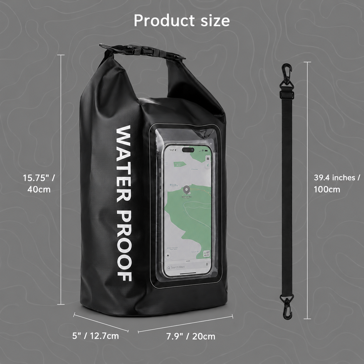Waterproof Dry Bag, Waterproof Phone Pouch, Waterproof Phone Case & Beach Bag with Phone Window — IPX6 Roll-Top Dry Sack, Waterproof Sling Bag & Shoulder Bag for Kayaking, Boating, Rafting, Swimming & Travel, 5L