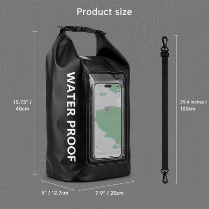 Waterproof Dry Bag, Waterproof Phone Pouch, Waterproof Phone Case & Beach Bag with Phone Window — IPX6 Roll-Top Dry Sack, Waterproof Sling Bag & Shoulder Bag for Kayaking, Boating, Rafting, Swimming & Travel, 5L