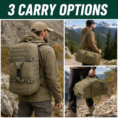 45L Gym Bag, Duffel & Duffle Bag Backpack — 3-Way Tactical Gym Duffle Bag with MOLLE System for Gym, Travel, Camping, Hiking & Bug Out