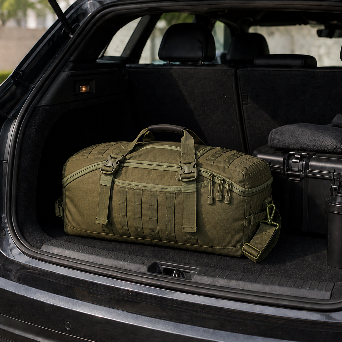 45L Gym Bag, Duffel & Duffle Bag Backpack — 3-Way Tactical Gym Duffle Bag with MOLLE System for Gym, Travel, Camping, Hiking & Bug Out