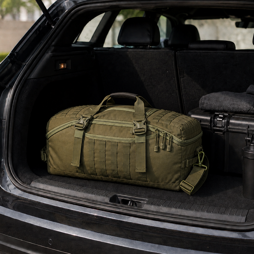 45L Gym Bag, Duffel & Duffle Bag Backpack — 3-Way Tactical Gym Duffle Bag with MOLLE System for Gym, Travel, Camping, Hiking & Bug Out