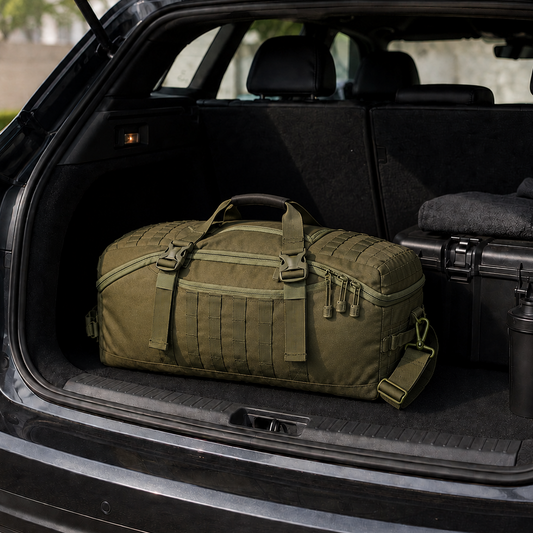 45L Gym Bag, Duffel & Duffle Bag Backpack — 3-Way Tactical Gym Duffle Bag with MOLLE System for Gym, Travel, Camping, Hiking & Bug Out