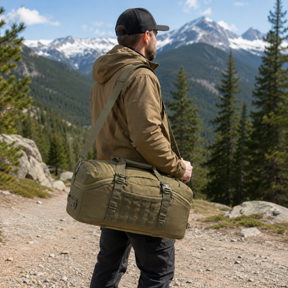 45L Gym Bag, Duffel & Duffle Bag Backpack — 3-Way Tactical Gym Duffle Bag with MOLLE System for Gym, Travel, Camping, Hiking & Bug Out