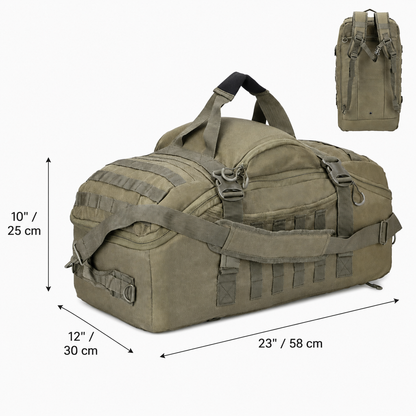 45L Gym Bag, Duffel & Duffle Bag Backpack — 3-Way Tactical Gym Duffle Bag with MOLLE System for Gym, Travel, Camping, Hiking & Bug Out