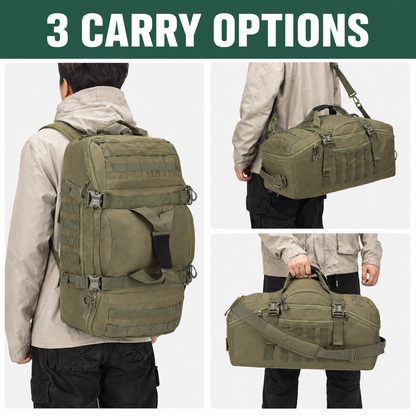 80L Gym Bag, Duffel & Duffle Bag Backpack — 3-Way Large Tactical Gym Duffle Bag with MOLLE System for Gym, Travel, Camping, Hiking & Bug Out