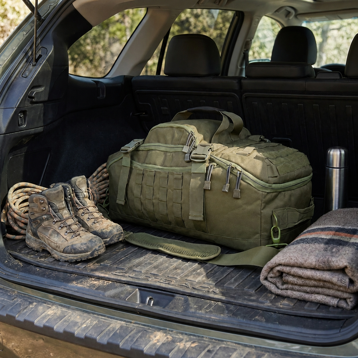 80L Gym Bag, Duffel & Duffle Bag Backpack — 3-Way Large Tactical Gym Duffle Bag with MOLLE System for Gym, Travel, Camping, Hiking & Bug Out