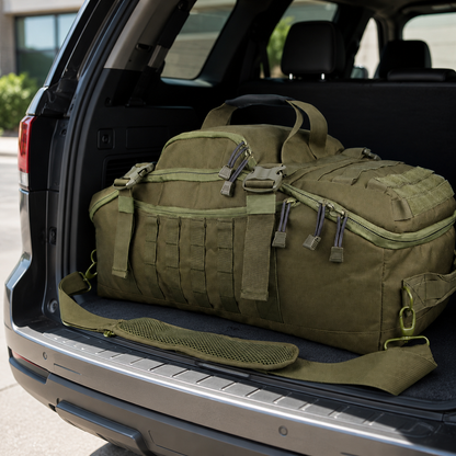 80L Gym Bag, Duffel & Duffle Bag Backpack — 3-Way Large Tactical Gym Duffle Bag with MOLLE System for Gym, Travel, Camping, Hiking & Bug Out
