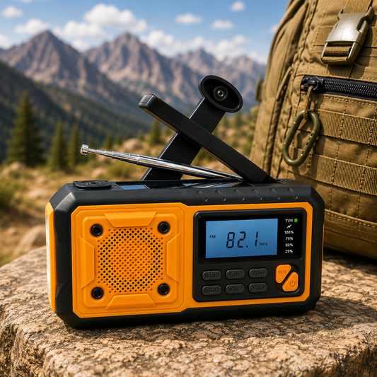 5000mAh Large-Capacity Emergency Weather Radio with Hand Crank, Solar & USB-C Charging, Flashlight & Power Bank for Blackouts, Storms, Camping & Fishing