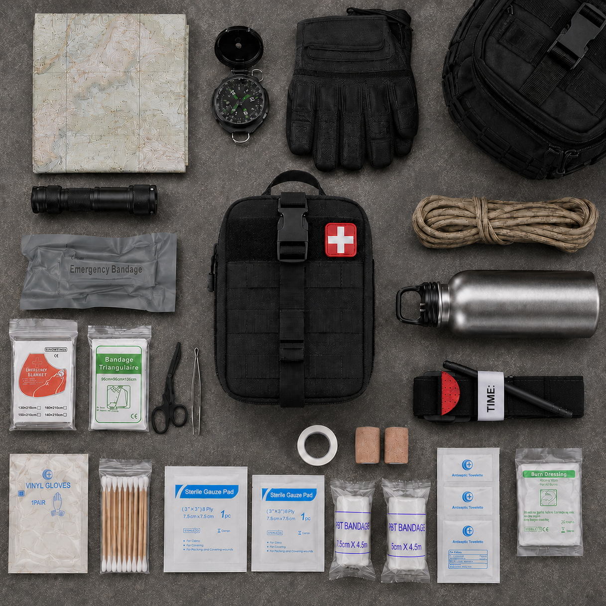 156-Piece MOLLE First Aid Kit, Portable Emergency Survival Pouch for Car, Camping, Hiking, Fishing, Boating & Travel