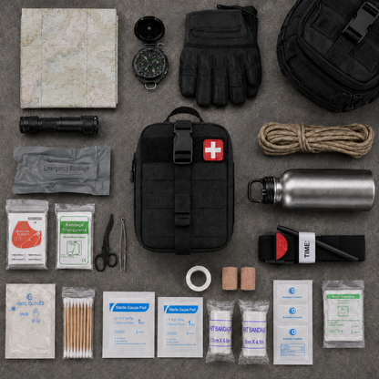 156-Piece MOLLE First Aid Kit, Portable Emergency Survival Pouch for Car, Camping, Hiking, Fishing, Boating & Travel