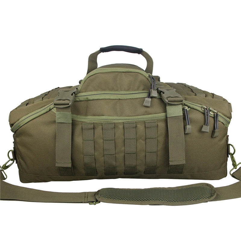 45L Gym Bag, Duffel & Duffle Bag Backpack — 3-Way Tactical Gym Duffle Bag with MOLLE System for Gym, Travel, Camping, Hiking & Bug Out