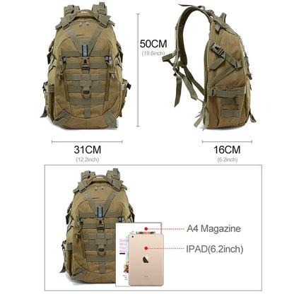 Tactical Laptop Backpack & Travel Hiking Rucksack for Men & Women, MOLLE Daypack with Reflective Strip for Camping, Hunting, Fishing, Bug Out, Climbing & Outdoor Adventures