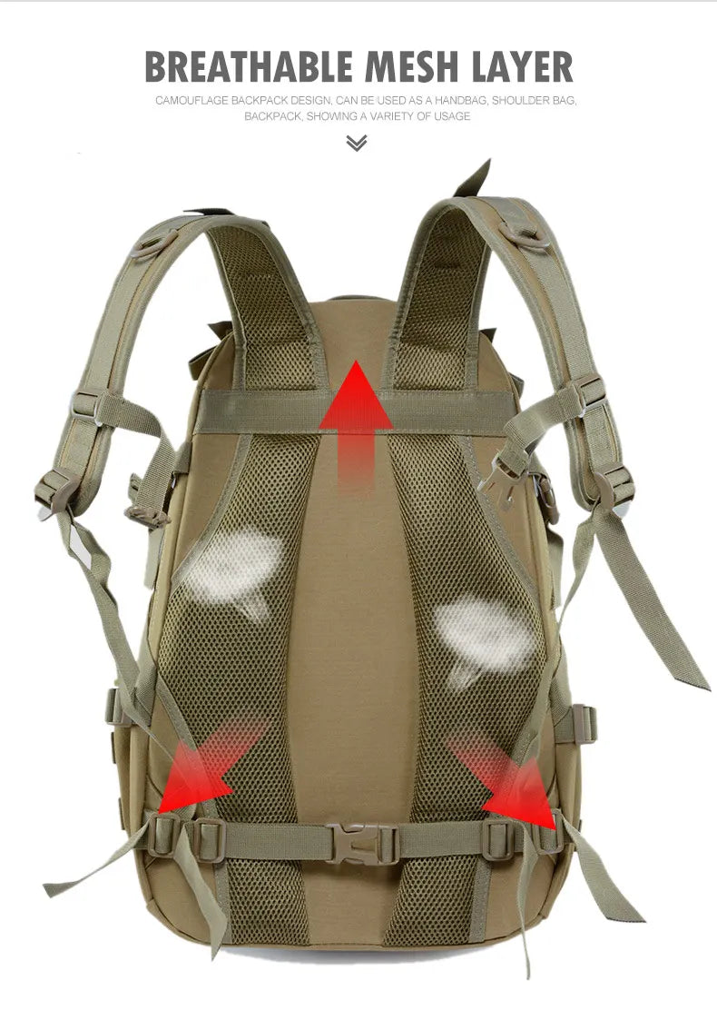 Tactical Laptop Backpack & Travel Hiking Rucksack for Men & Women, MOLLE Daypack with Reflective Strip for Camping, Hunting, Fishing, Bug Out, Climbing & Outdoor Adventures