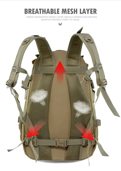 Tactical Laptop Backpack & Travel Hiking Rucksack for Men & Women, MOLLE Daypack with Reflective Strip for Camping, Hunting, Fishing, Bug Out, Climbing & Outdoor Adventures