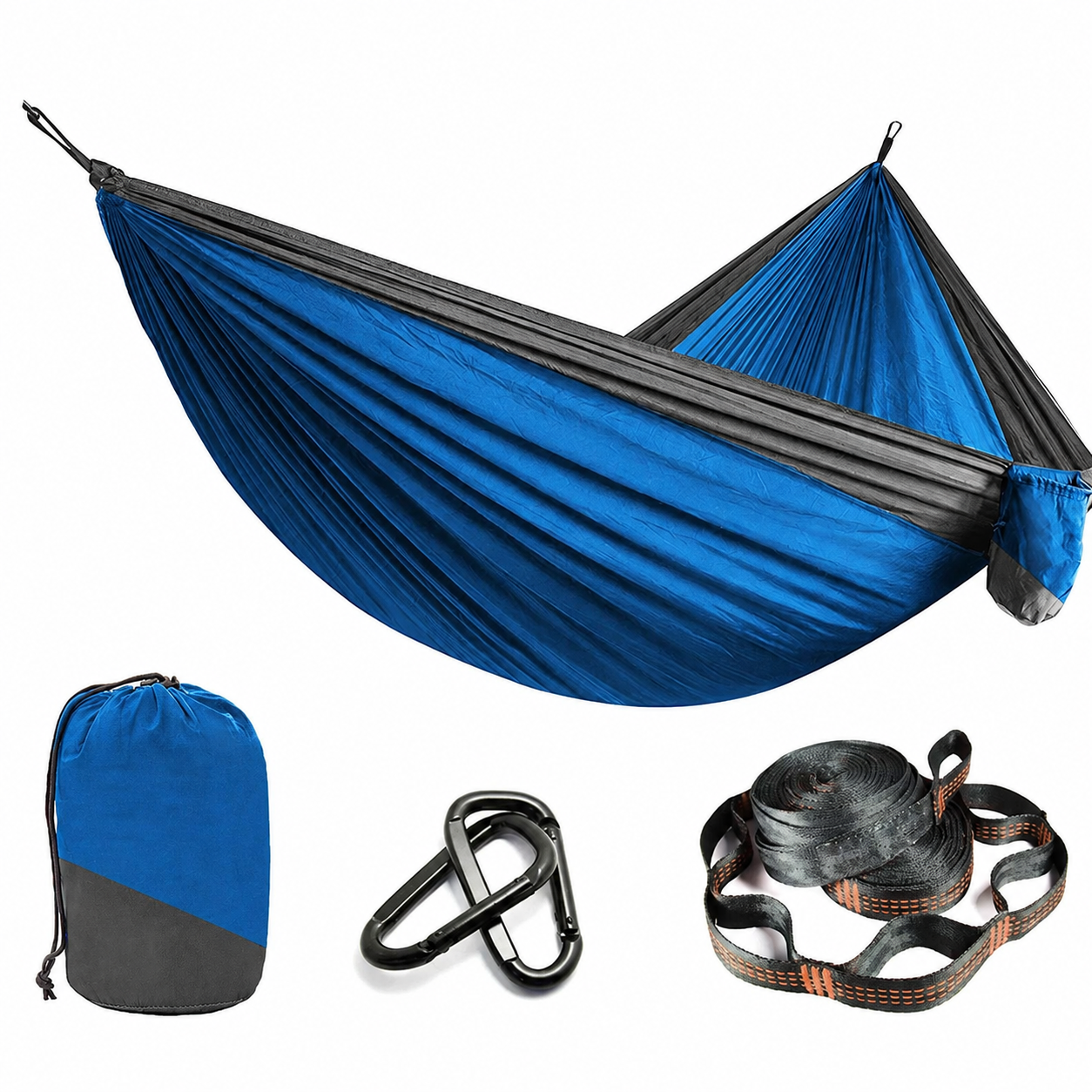 Double Camping Hammock, 2 Person Portable Outdoor Tree Hammock with Straps & Carabiners, 75D Nylon Taffeta, 500 lb Capacity for Hiking, Backpacking, Travel & Garden