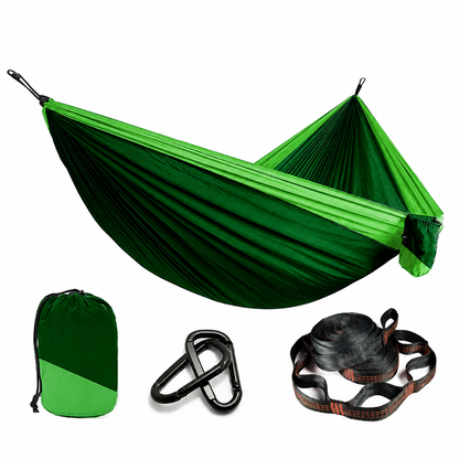 Double Camping Hammock, 2 Person Portable Outdoor Tree Hammock with Straps & Carabiners, 75D Nylon Taffeta, 500 lb Capacity for Hiking, Backpacking, Travel & Garden