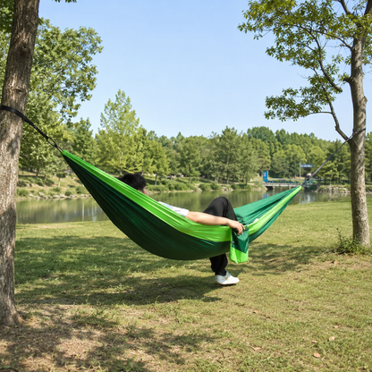 Double Camping Hammock, 2 Person Portable Outdoor Tree Hammock with Straps & Carabiners, 75D Nylon Taffeta, 500 lb Capacity for Hiking, Backpacking, Travel & Garden