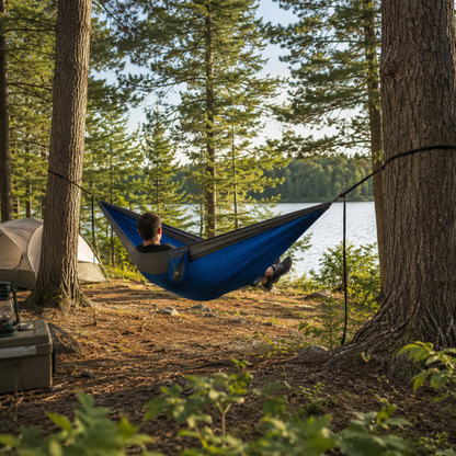 Double Camping Hammock, 2 Person Portable Outdoor Tree Hammock with Straps & Carabiners, 75D Nylon Taffeta, 500 lb Capacity for Hiking, Backpacking, Travel & Garden