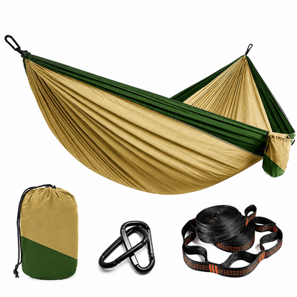 Double Camping Hammock, 2 Person Portable Outdoor Tree Hammock with Straps & Carabiners, 75D Nylon Taffeta, 500 lb Capacity for Hiking, Backpacking, Travel & Garden