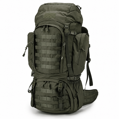 60L Hiking Backpack & Tactical Rucksack with MOLLE System, Internal Frame & Rain Cover for Camping, Hunting, Trekking, Backpacking & Survival — Large Military-Style Camping Backpack with Sleeping Bag Compartment