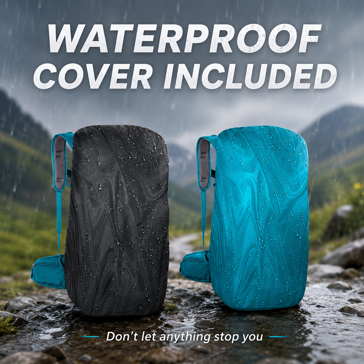 50L Travel Backpack & Hiking Rucksack with Rain Cover for Men & Women, Multifunctional Camping & Mountaineering Bag for Trekking, Hunting, Bug Out & Outdoor Adventures